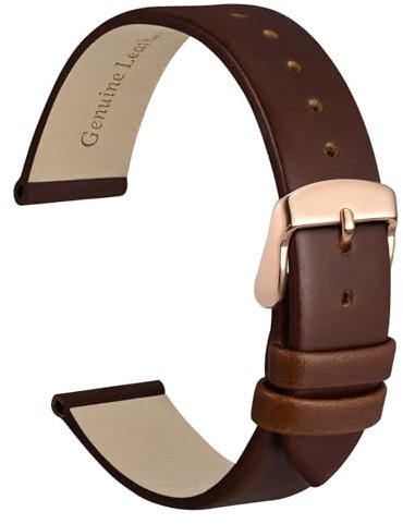 WOCCI 14mm Elegantes Uhrenarmband für Damen mit Roségoldener Schnalle (Karamell Braun)