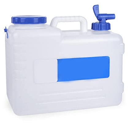 Depósito de agua de camping con grifo, bidón de agua con grifo, tapa de rosca, botella de agua de camping, senderismo, escalada, 15 l, sin BPA, color blanco