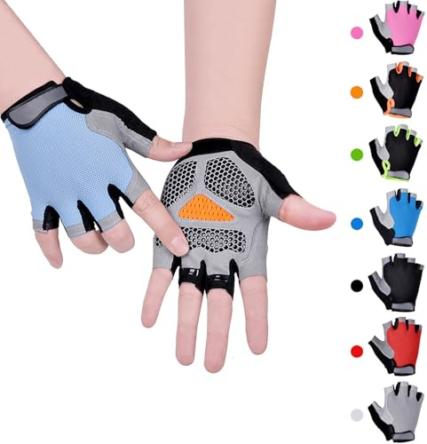CubePlug Kids Boy Girl Cycling Climing Half Finger Gloves GEL Padded BMX Bike Fingerless Gym Antislip Grip Kids Children [SPI]