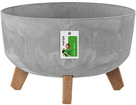 Prosperplast DGRL300LE Pot de Fleurs avec Pieds - 17,5 x Ø 28,5 cm - Pot de Fleurs Effet béton Gracia - Gris