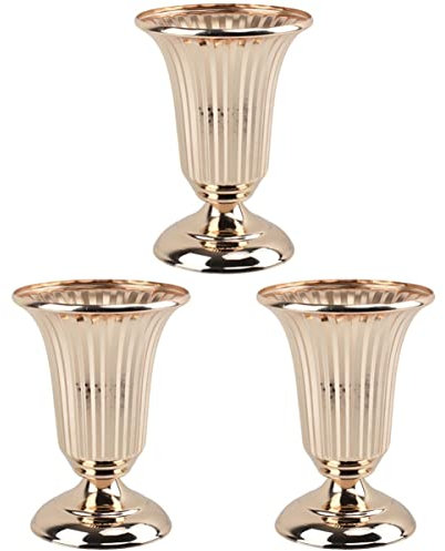 Abaodam 3Pcs Heimpflanze Blumenvasen Tischplatte Zeremonie Kelch Vintage Urne Gefäß Bankett Empfang Xxcm Pflanzgefäß Dekorativ cm Riser Eisentöpfe Gold Trompete Vase Topf Tasse