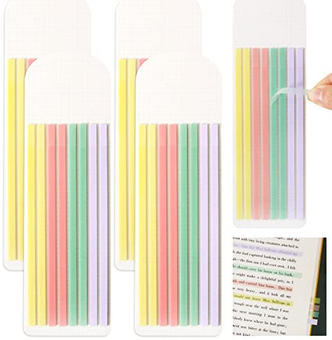 640 Stück Lange Haftstreifen zum Text Markieren 14x0.5cm Pastell Transparente Haftnotizen Selbstklebend Beschriftbare Seiten Fahnen zum Markieren Textmarker Streifen Markierung
