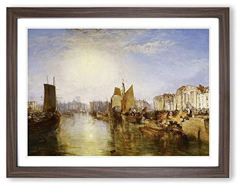 The Harbour Of Dieppe By Joseph Mallord William Turner Classic Painting Framed Wall Art Print, Ready to Hang Picture for Living Room Bedroom Home Office Décor, Walnut A2 (64 x 46 cm)