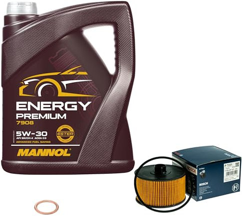 Inspektionspaket Wartungspaket Filterset mit 5 L Motoröl Energy Premium 5W-30, Ölfilter, Dichtring