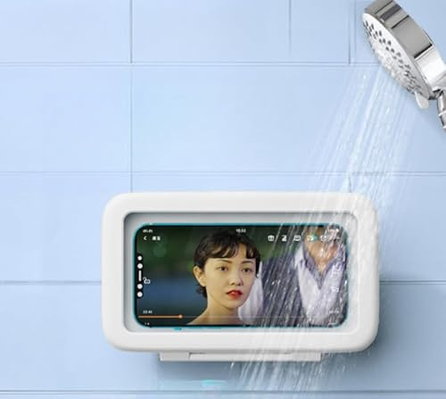 Waterproof Shower Phone Holder for iPhone, Galaxy, and More (any phone up to 6.8 inches) - Touch Control, 360° Rotation, Universal Compatibility - Easy Installation, Clear Anti-Fog Window