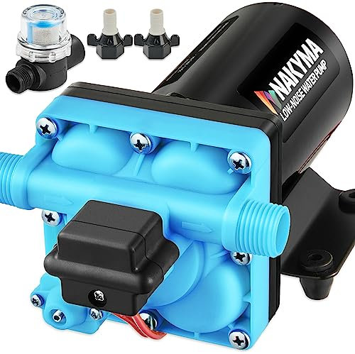 Nakyma Bomba de agua para caravana, bomba de agua de 12 V, 6.5 GPM de alto caudal, 15-70 PSI, bomba de agua de presión ajustable con interruptor de presión, bomba de agua bajo demanda para RV, cámper,
