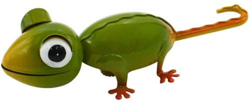 Dekohelden24 Metall Eidechse mit Magnet in grün/Kühlschrankmagnet, Größe: L/B/H ca. 19 x 8 x 5 cm