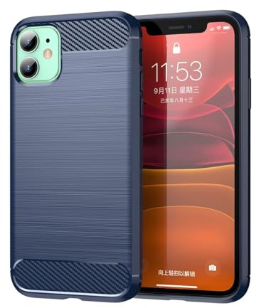 Sidande Hülle für iPhone 11 6.1 hülle, Ultradünne Handyhülle mit stoßdämpfendem Carbon-Fiber-Design aus TPU-Gummi Robuster Schutzhülle für iPhone 11 Marineblau
