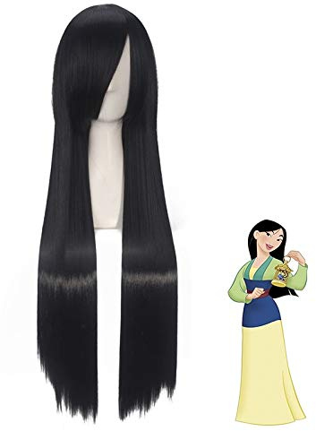 HBYLEE-Wig for cosplay Film Mulan Cosplay Wig 80 cm Black Long Straight Princess Women Girls Synthetic Halloween Party Role Play Wigs