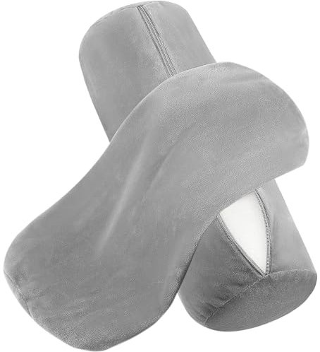 Prasacco 2 Stück Nackenrollenbezug, 40 x 15 cm Bezug für Nackenrolle Grauer Nackenkissenbezug mit Reißverschluss für Kissenrollen aus Memory-Schaum und Nackenkissenrollen