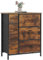 WOLTU Kommode mit 7 Stoffschubladen, Große Kapazität, Stabiler Metallrahmen, für Wohnzimmer, Schlafzimmer, Flur, Vintage Braun-Schwarz, 63,5x30x73cm, SSK008shm