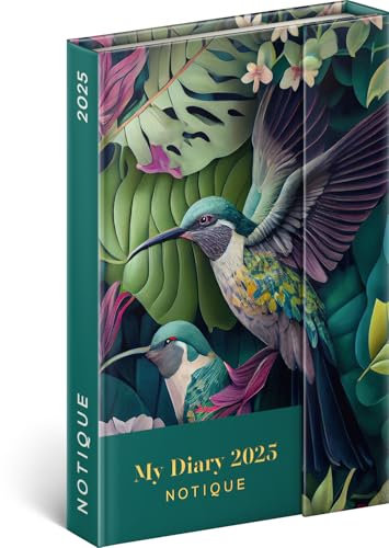 NOTIQUE Taschenkalender 2025 ca. A6, Terminplaner mit Magnetverschluss, Terminkalender, Wochenplaner, Buchkalender, Hardcover Wochenkalender (Kolibri)