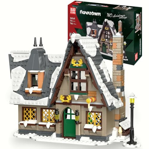 Mould King 16049 Weihnachtshaus Bausteine Modell, 766 Teile Weihnachten Lebkuchenhaus Spielzeug, Kreativserie Klemmbausteine Bausatz Architektur Haus Schneedekoration Geschenk/Spielzeug/Sammlerstücke