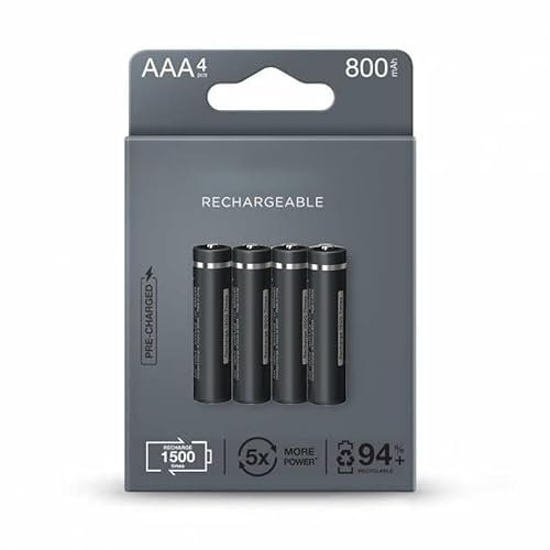 VoltShine Wiederaufladbarer Akku Pro AAA mit 850 mAh, vorgeladen, 4 Batterien