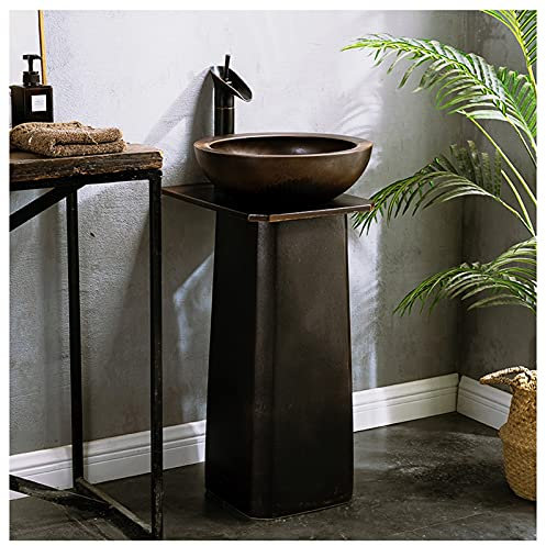 Lavabo en céramique Lavabo sur Pied Artisanal Lavabo sur Pied pour intérieur et extérieur, 44 x 40 x 80 cm, F-,F-