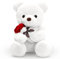 EUBSWA Ours en Peluche avec Rose 35cm, Ours en Peluche Jouet Cadeaux pour Enfants Filles mère pour l'anniversaire, la Saint-Valentin, Blanc