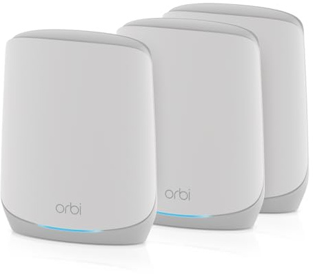 NETGEAR Orbi Whole Home Tri-Band WiFi 6 Mesh Network System (RBK663) – Router with 2 Satellite Extenders, Security Features, Coverage up to 6,600 sq. ft., 75 Devices - AX3800 (Up to 3.8Gbps)