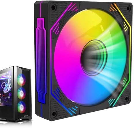 Ventilador de refrigeración para PC Premium con iluminación ARGB | Efficient 4-Pin PWM CPU Fan for Silent | Ideal para sistemas de refrigeración líquida | Must-Have Accessory for Enhanced Computer