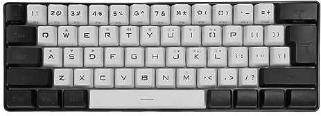 ASHATA Gaming Tastatur, RGB Hintergrundbeleuchtung, 61 Tasten mechanisches Gefühl, ergonomisches Design, kabelgebunden, weiße Beleuchtung