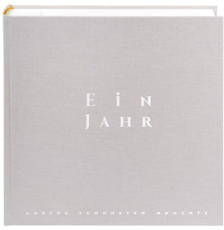 goldbuch 31044 Fotoalbum EIN JAHR, Fotobuch mit 100 weißen Seiten mit Pergamin Trennblätter, Album mit Leinen Einband, bis zu 600 Bilder, Hochwertiges Papier, Jumboalbum, hellgrau, 30 x 31 x 6 cm