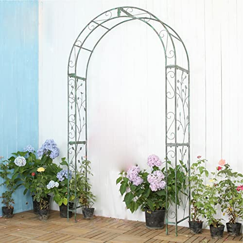Metall Vintage Kletterpflanzen Gartenbogen Pergola Laube für Hinterhof Terrasse Rasen Retro Rosenbogen Dekoration Spalier Grün