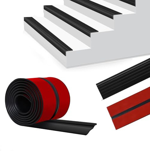 SDLDEER Perfil autoadhesivo para bordes de escaleras, 1 m, perfil de protección antideslizante, protección de bordes, escalones antideslizantes para exteriores e interiores, color negro