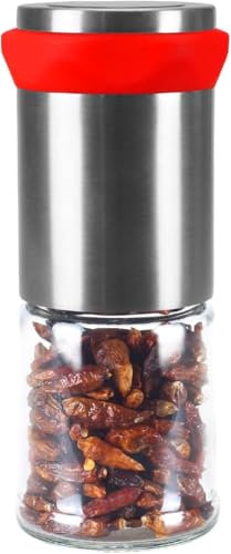 Salt Pepper Mills – Stainless Steel Chili Grinder, Small Manual Pepper Grinder with Grinding Handle for Pepper, Chili, Cumin, and Sea Salt