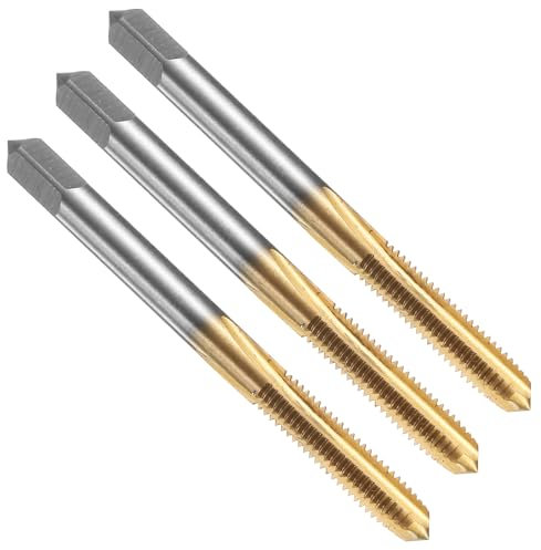 sourcing map 3pcs Straight Flute Thread Tap, M5 x 0.8 Metric Titanium Coated Screw Threading Tapping Tool Thread Milling Machine Taps, High-Speed Steel 6542 (HSS 6542)