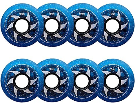 Inline-Skate-Rollen, 90a, Ersatzrollen mit Kugellagern, 64 mm, 68 mm, 70 mm, 72 mm, 76 mm, 80 mm Durchmesser, Schwarz, 8 Stück