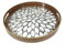 Heaven4you Round or Rectangular Decorative Serving Tray with Mother-of-Pearl Leaf Mosaic Design with Gold Trim | Glossy Finish Organizer or Food Tray for Coffee Table or Dining (Round Leaf Mosaic)