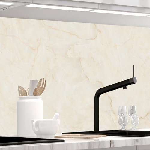 StickerProfis Küchenrückwand selbstklebend Matt-Optik - MARMOR BEIGE - 1.8mm, Versteift, alle Untergründe, Hart PET Material, Premium 60 x 80cm