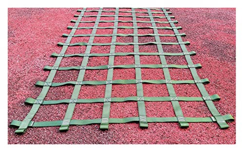 Ninja Warrior - Kit per allenamento slackline per bambini e adulti, rete da arrampicata, scala, amaca per casa sull'albero e sala giochi, attrezzatura per il fitness fisico, verde