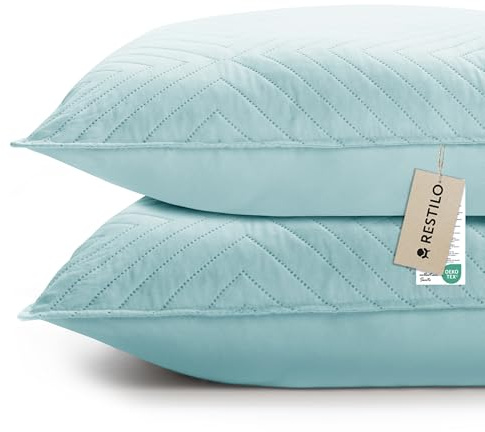 RESTILO Kissenbezug 45x45 cm 2er Set Blau Kissenhülle Dekorative Sofakissen Dekokissen Zierkissenbezug Ultrasonic Steppung weich für Sofa deko ideal für Wohnzimmer Schlafzimmer Softa