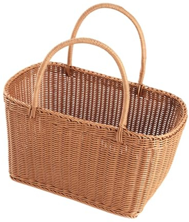 LeeQinersw Handgeflochtener Korb, Kosmetiktasche, Picknickkorb für Camping, Markt, Hochzeit