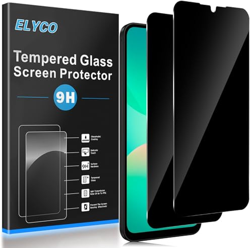 ELYCO Sichtschutz für Samsung Galaxy A26 5G für Panzerglas, 2 Stück | 9H Härte Anti-Spy Schutzfolie, Privacy Displayschutz, Kratzfest, Blasenfrei, Weniger Fingerabdrücke