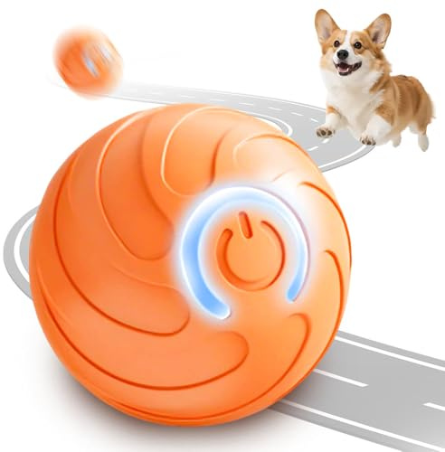 APODESS Springender Aktivierungsball für Hunde, 2026 Neu Interaktives Hundespielzeug Interaktiver Hundeball Elektrisch Hundespielzeug Ball mit LED für Große, Mittelgroße, Kleine Hunde (Orange)