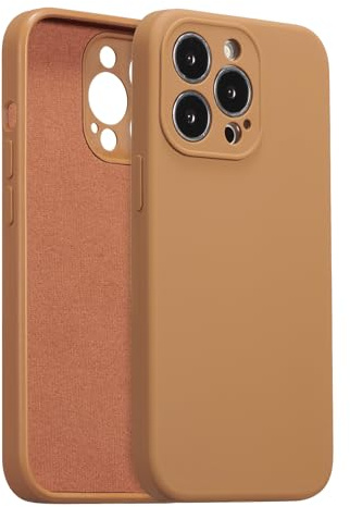 ZTOFERA Liquid Silicone Case for iPhone 13 Pro (6.1), Caramel Brown | Anti-Scratch Soft Microfiber Lining, Fresh Solid Color, Lightweight, Full Camera Protection, Shockproof Protective Cover