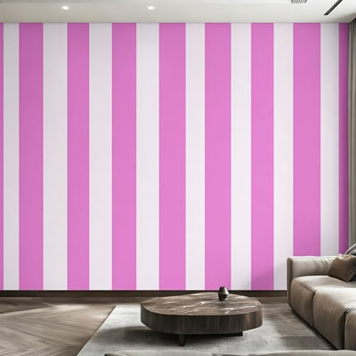 Generico Carta da Parati Righe Verticali, Fotomurale Righe Rosa Bianco per Camera da Letto Decorazioni Parete, Carta Parati Effetto Decorativi Wallpaper, 300 x 210 cm D&O161