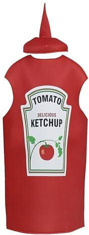 Ketchup Costume de cosplay - Déguisement alimentaire unisexe | Accessoires de vêtements de ketchup à la moutarde - Costume de fête pour adultes, femmes, hommes, vacances, cosplay, événements
