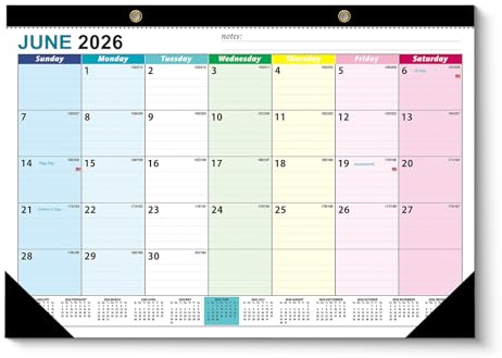 Väggkalender från juni 2026-dec 2027,19 månad akademisk väggkalender 2026-2027, avrivning månadskalender för kontor, familjeplanerare, hängande planerare med klistermärken - 17x12 tum (färgglad)