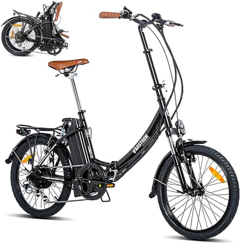 Varstrom Velo Electrique 20 Pliable Adulte Batterie 36V 16Ah 576Wh | 250W Moteur Sans Balais Arriere Vélo Électrique Pliable Homme Femme, 7 Vitesses, Fourche Suspendue, 25km/h, 80km D'autonomie