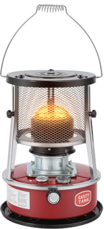 Chauffage à pétrole 8000 BTU portable kérosène camping 18 h | Réservoir de 5,2 l, surface de chauffage de 15 à 18 m², hauteur réglable de 34 à 46 cm, mèche de rechange et gants inclus