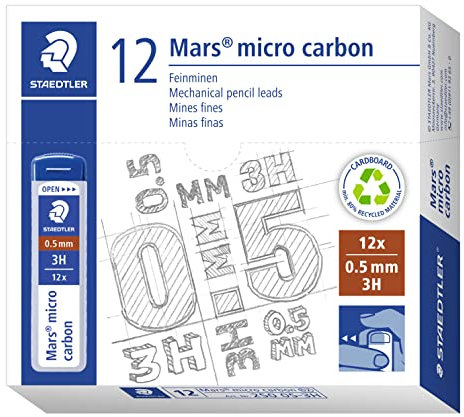 Staedtler Lot de 12 250 05-3H Recharges pour Porte-mine Noir