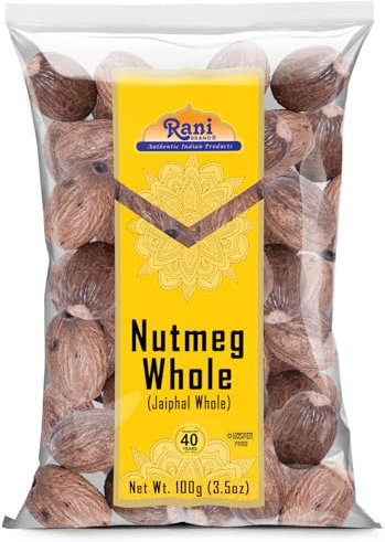 Rani Nutmeg (Jaiphul) Whole Spice, 21-23 Pieces, 3.5oz (100g) ~ All Natural | Vegan | Gluten Friendly | Non-GMO | Indian Origin
