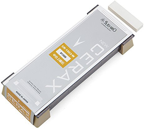 Pre-Final Medium Whetstone Suehiro New Cerax Size 3 CR-1503-W Grit #1500, White Fused Alumina (WA), Size 183×63×20mm, Storage Case and Cleaning Stone Included