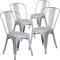Flash Furniture Stapelbarer Stuhl aus Metall, für drinnen und draußen, Kunststoff, Gummi, silberfarben, 4 Stück