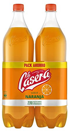 La Casera® Naranja, Refresco con gas de naranja con Cero Azúcares añadidos - Botella, Pack 2x1,5L