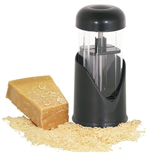 getgastro Molinillo de parmesano de policarbonato Transparente y plástico ABS Negro, con Mecanismo de Acero Inoxidable, Desmontable/Altura: 15 cm