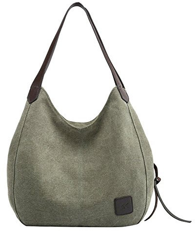PB-SOAR Damen Mädchen Modern Canvas Shopper Schultertasche Handtasche Henkeltasche Hobo Bag Beuteltasche (Armeegrün)