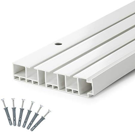 DQ-PP GARDINENSCHIENE | 300cm | PVC | 3-läufig | Weiss | inkl. Befestigungsmaterial | 3m (2 x 150cm Verbinder) | Gardinen Schiene Vorhangschienen